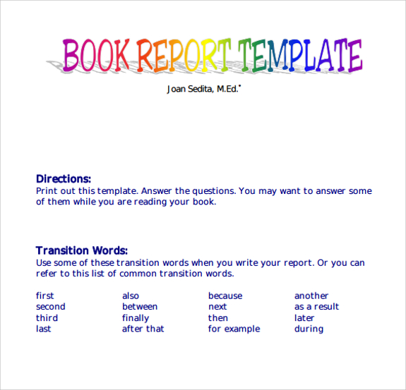 download book report template