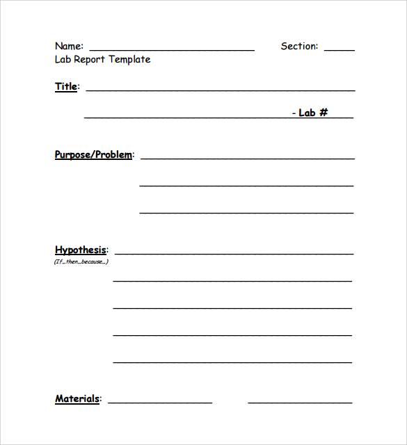 Sample of laboratory report