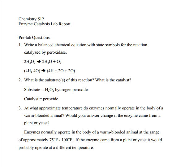 chemistry lab report template