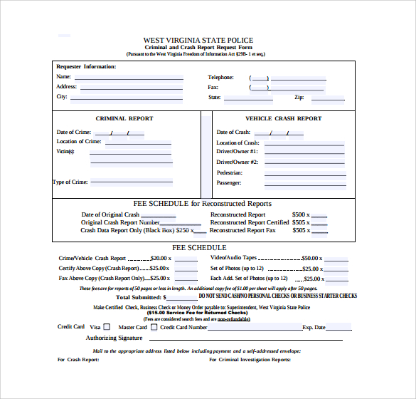 state police report template