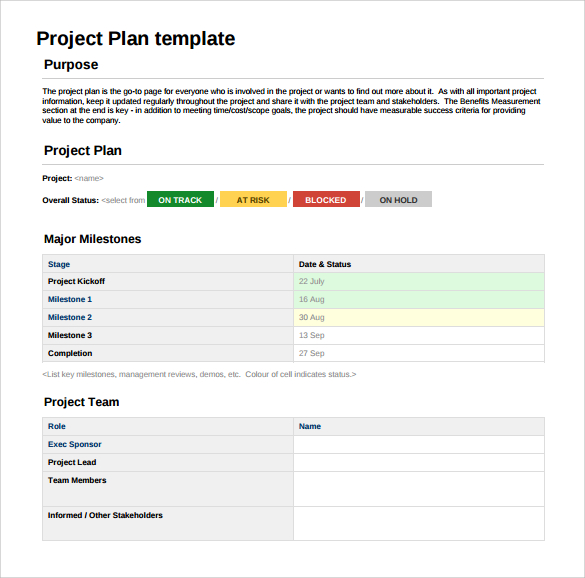 example of project plan template