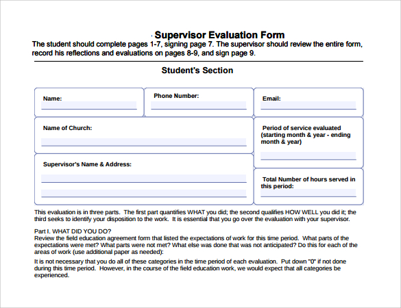 FREE 10+ Supervisor Evaluation Samples In PDF