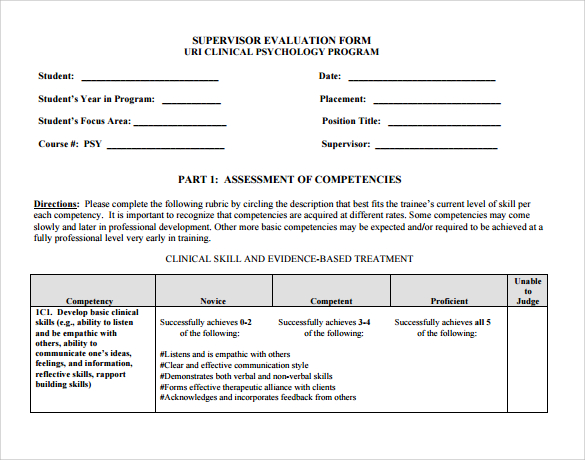11-supervisor-evaluation-samples-sample-templates