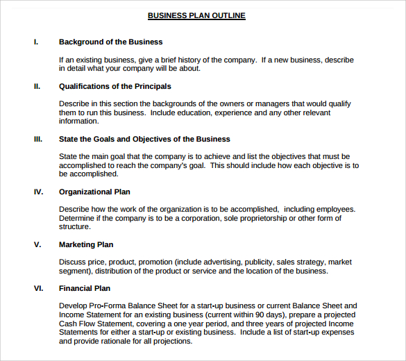 business outline plan template