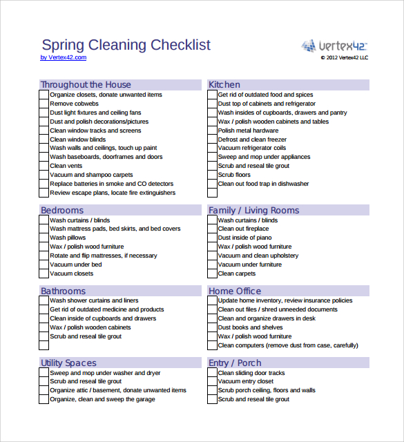 11 Spring Cleaning Checklist Samples Sample Templates