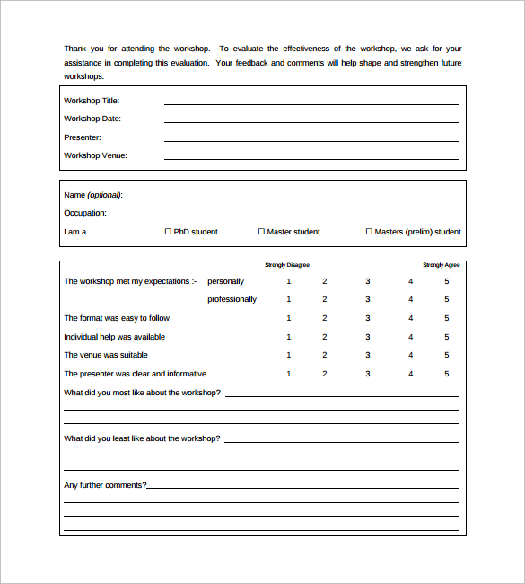 workshop evaluation form example
