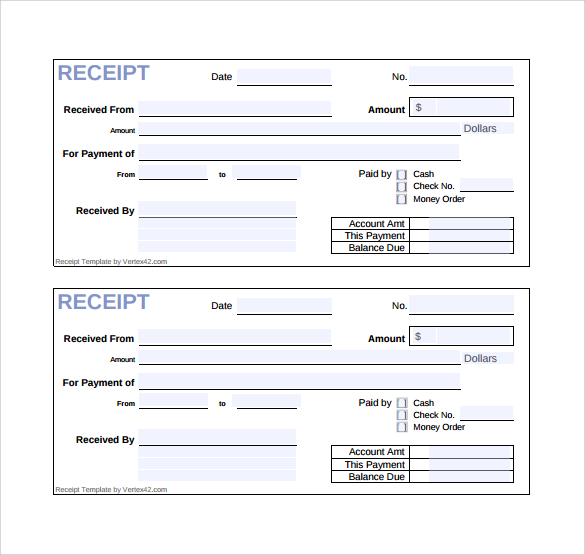 receipt template for free