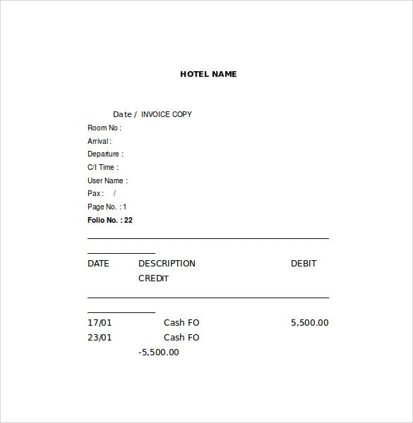 Motel 6 Blank Receipt Hotel Invoice Tablon