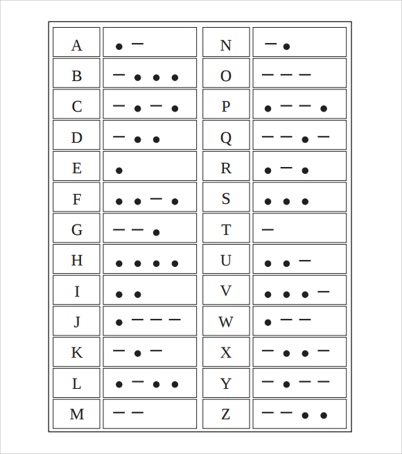 Morse Code Chart 9 Free Samples Examples Format