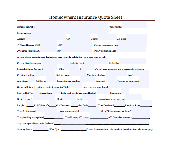 printable quote sheet template