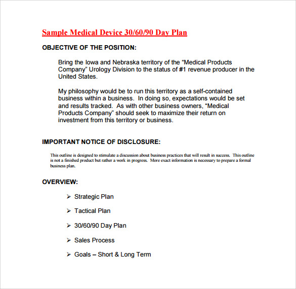 30 60 90 Day Plan Pharmaceutical Sales Template