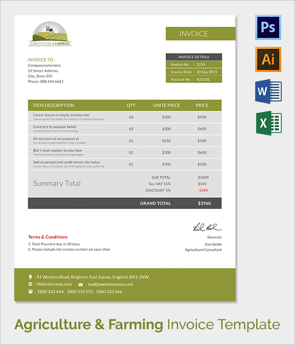 Farm Invoice Template