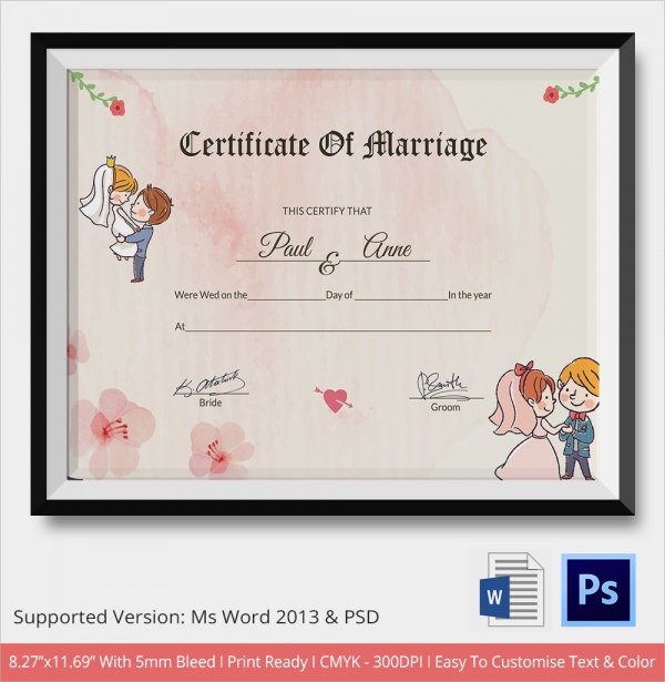 Marriage Certificate Template Microsoft Word