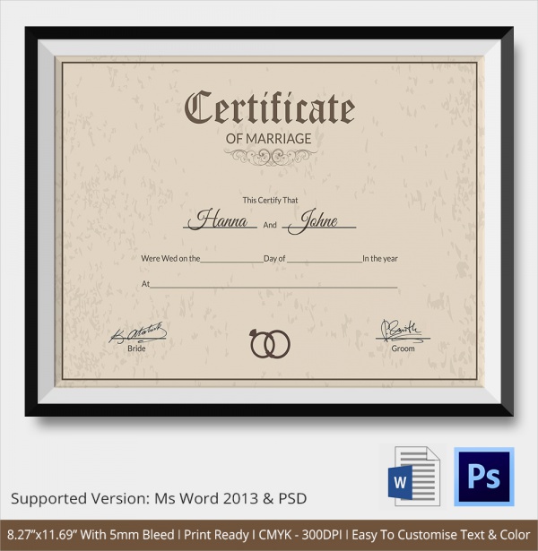 printable marriage certificate template2