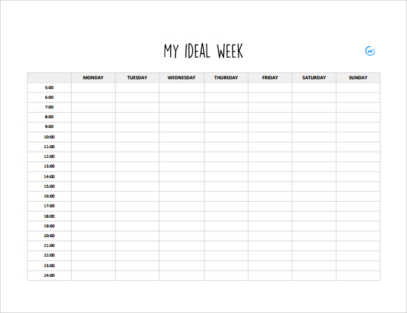 ideal weekly calendar