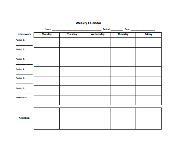 FREE 15 Weekly Calendar Templates In Google Docs MS Word Apple 