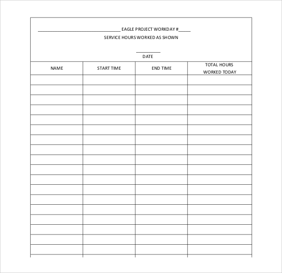 blank project sheet template