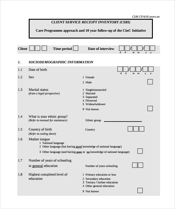 client service receipt