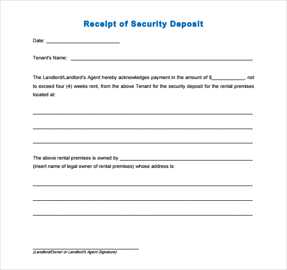 deposit receipt template free pdf