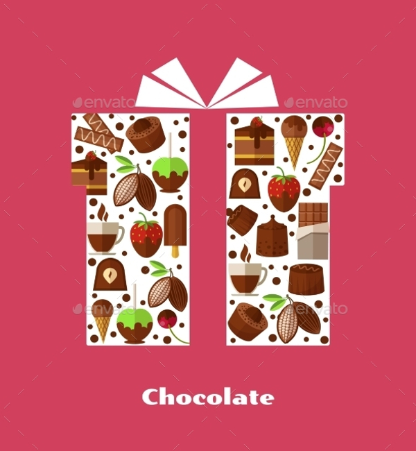 gift card template with sweets choclates