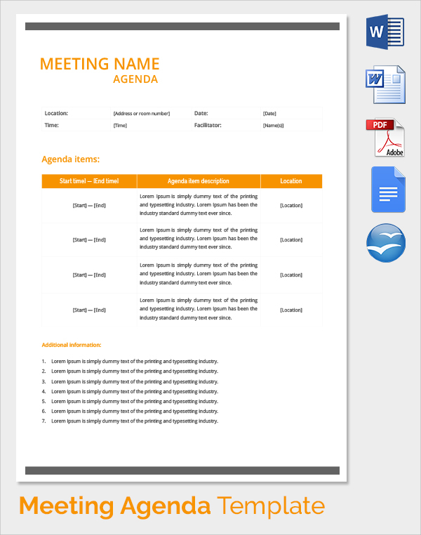 16 Sales Meeting Agenda Templates Sample Templates   Meeting Agenda Template 