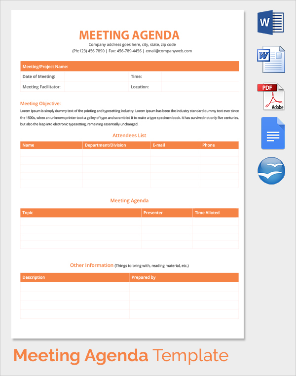 simple meeting agenda template