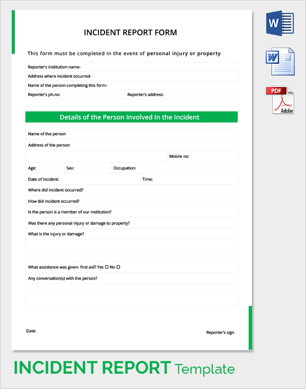 incident report form template