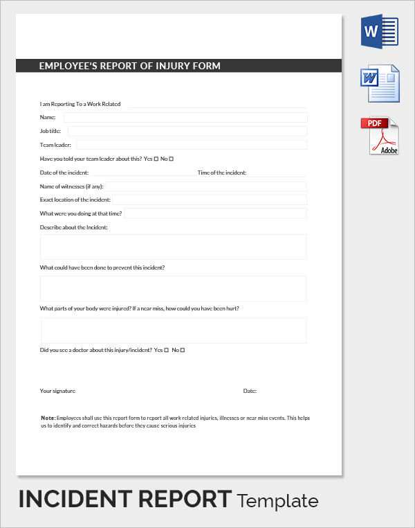 employees incident report template