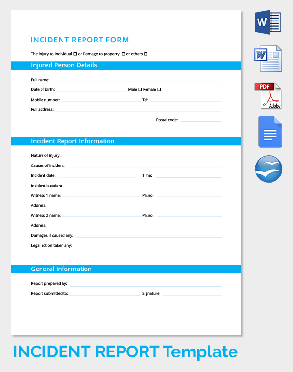 FREE 24  Sample Incident Reports in Google Docs MS Word Apple Pages