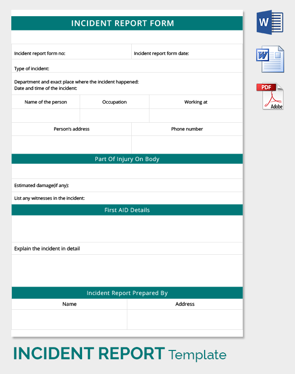 accident incident report form template