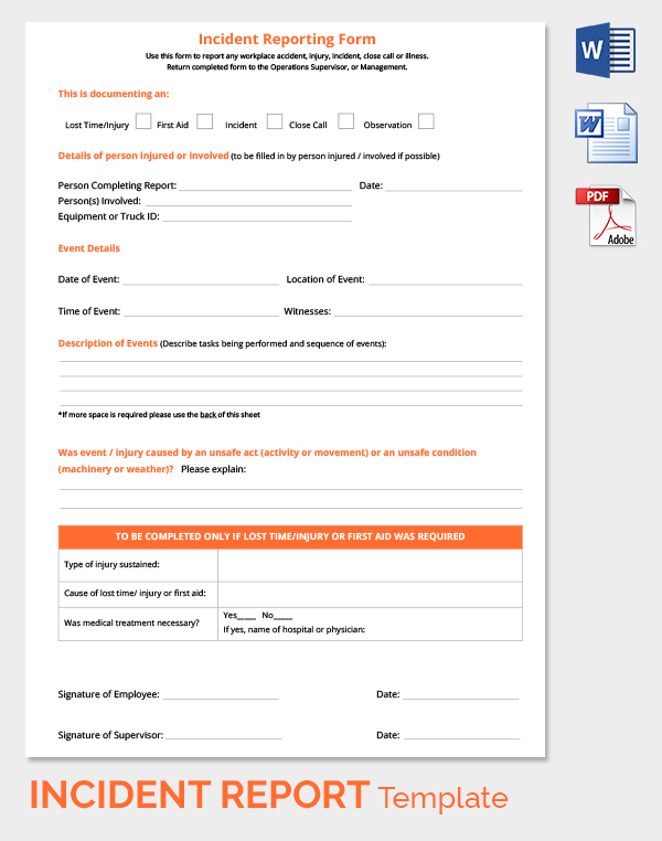 incident reporting form template