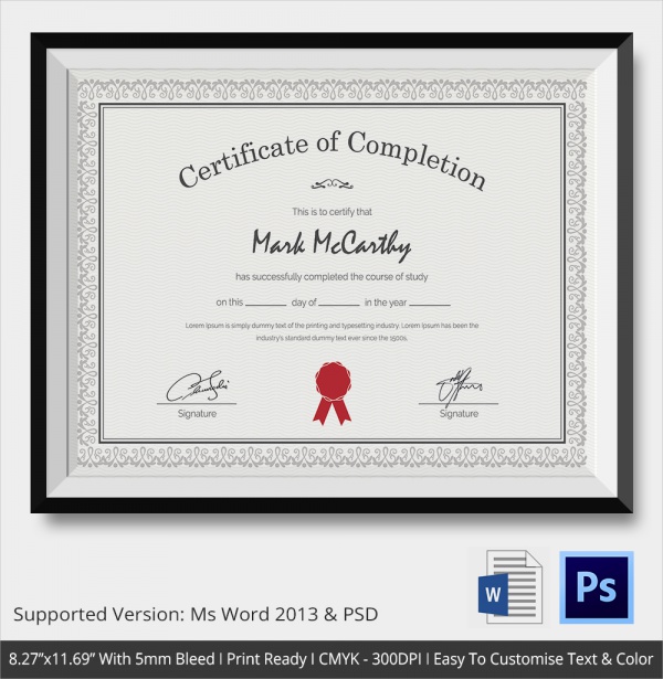 simple certificate of completion
