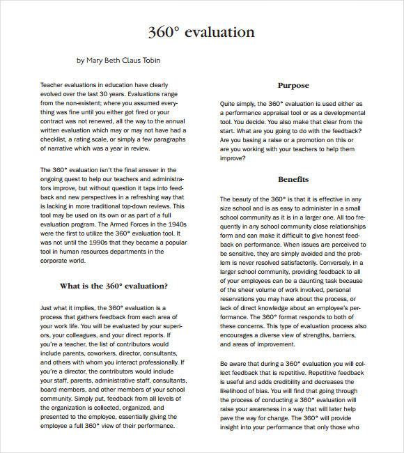 360 evaluation sample