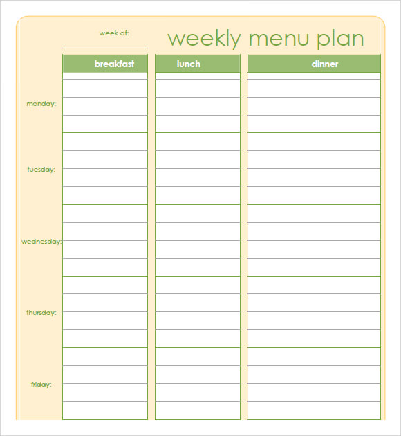 7 Day Meal Plan Template Printable