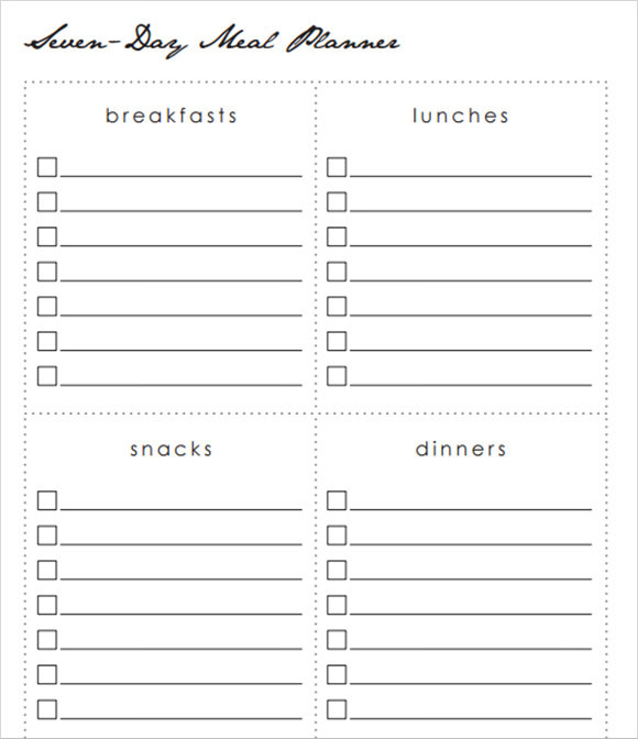 7 day meal planner1