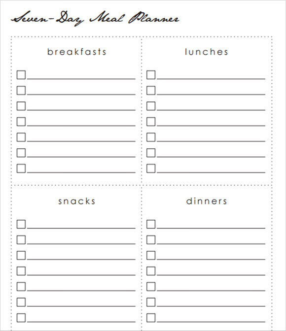 free 10 meal planning samples in pdf ms word