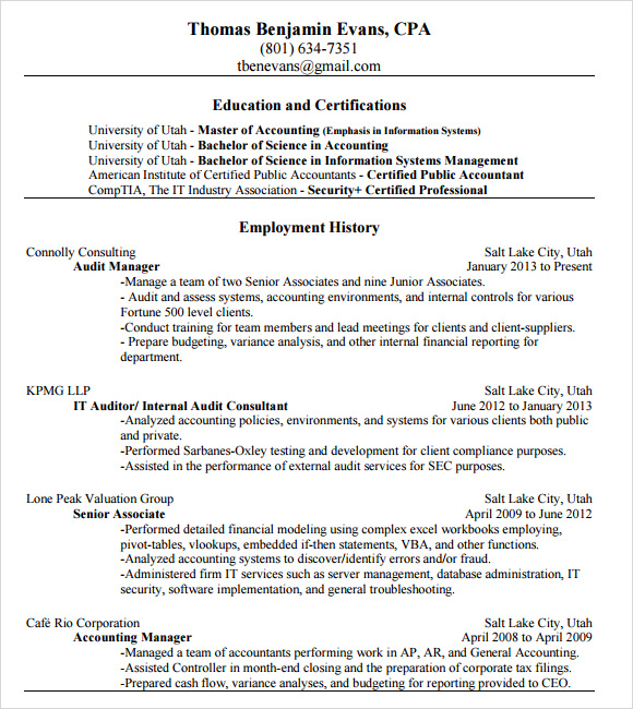 FREE 14+ Accounting Resume Templates in MS Word | Apple ...