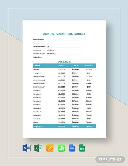 anuual marketing budget template