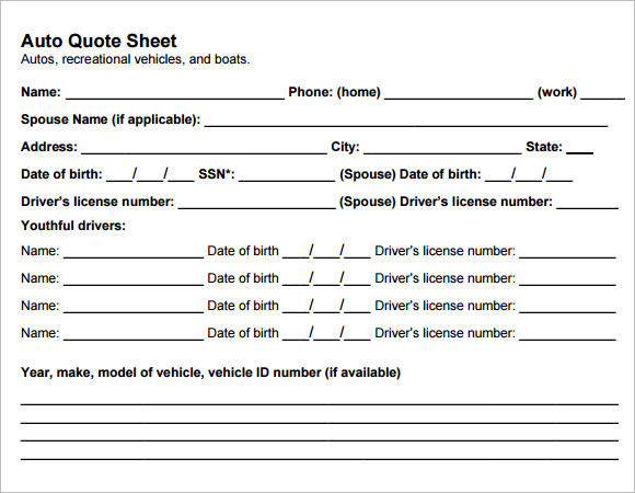 FREE 10  Sample Quote Sheet Templates in PDF