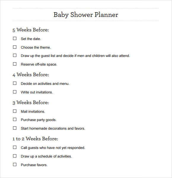 baby shower planning template