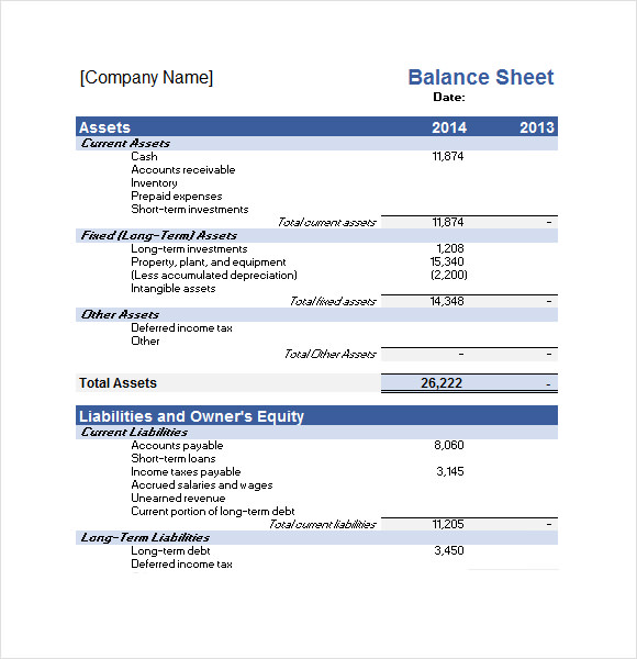 balance sheet template excel