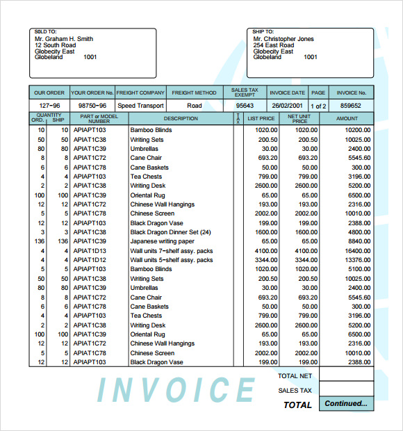 9 billing invoice templates free samples examples