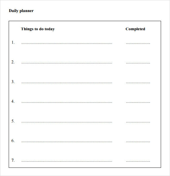 Blank Daily Planner Template