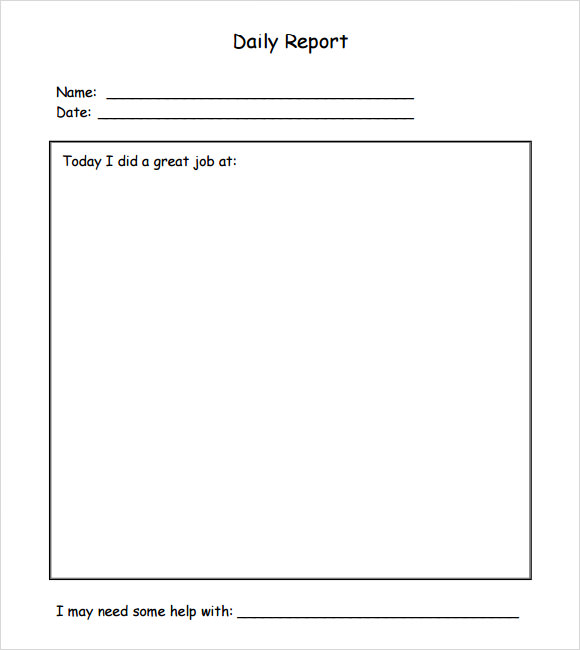 blank daily report template