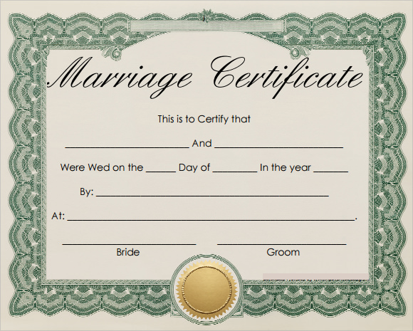 FREE 18  Marriage Certificate Templates In WORD PSD