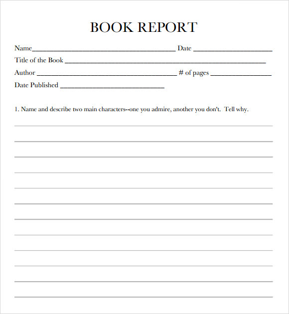 Book report forms 3rd grade