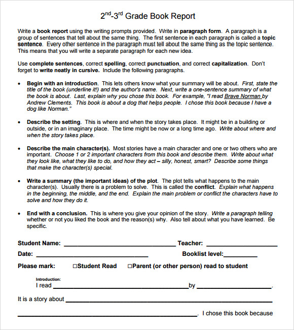 Summary Template 3rd Grade