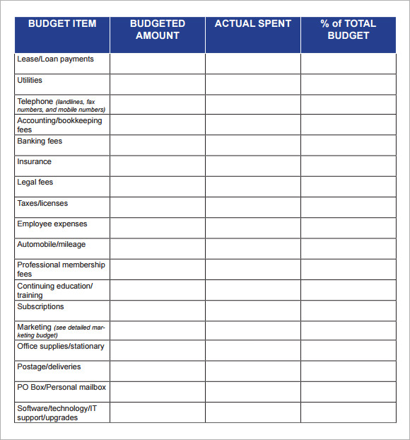 business budget template