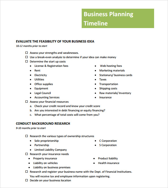 business planning timeline template