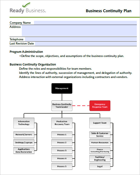 Sample Business Continuity Plan Template